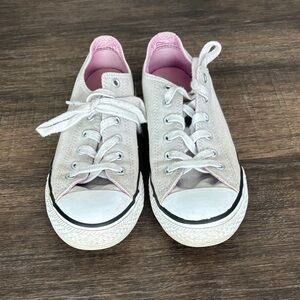 Converse Women's Off-White Canvas Sneakers with Pink Interior